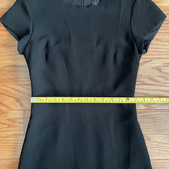 Club Monaco Milancey Scallop Trim Sheath Dress Womens 00 Black Workwear Cocktail - Picture 8 of 10